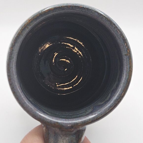 Art Pottery Blue Ceramic Mug Coffee Grog Large Cup Handmade Stoneware Signed - Picture 6 of 14